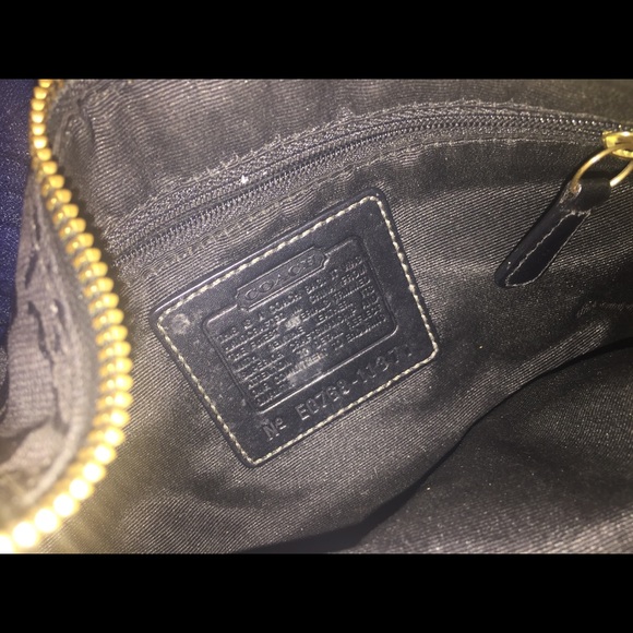 COACH VNTG JACQUARD BLACK FABRIC LEATHER BAGUETTE CRESCENT Bag GORG BOHO RARE - Picture 4 of 5